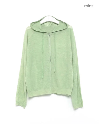 See-through hooded zip-up