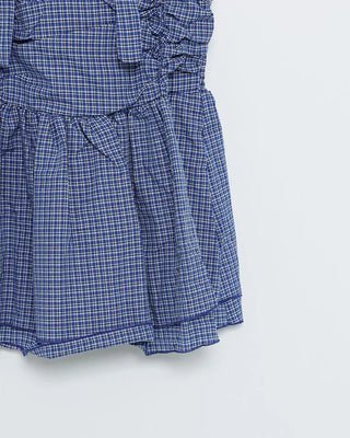 Checked Shirred Camisole Blouse & Scarf Set