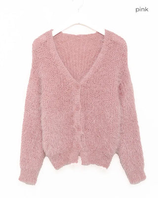 Fur knit cardigan