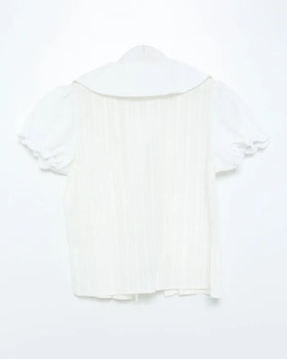 Round collar ribbon detail blouse