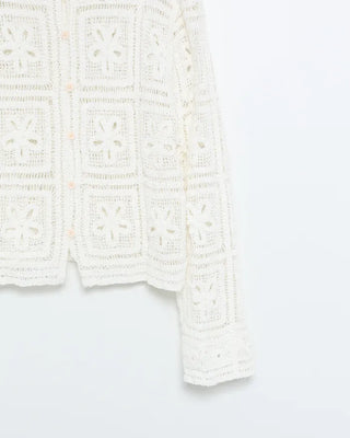 Floral Vintage Crochet Collar Cardigan