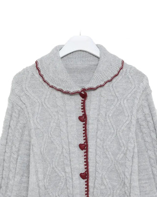 Colorful heart button knit cardigan