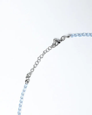 Clear Beads & Silver Flower Necklace