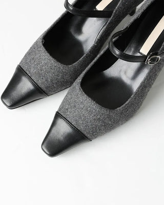 Pointed-toe strap heels