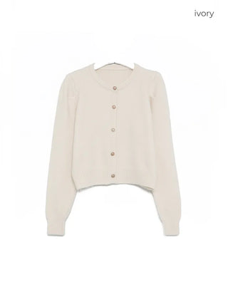 Gold Button Puff Cardigan