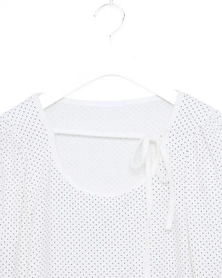 Jewel Neck String Dot Long T-Shirt