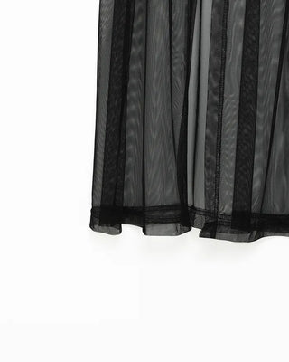 See-through ribbon camisole long dress