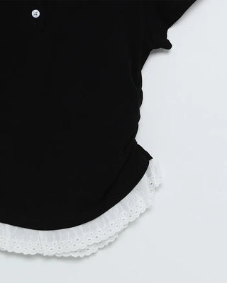 Color neck lace detail short-sleeved T-shirt