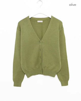 V-neck drop-shoulder rayon cardigan