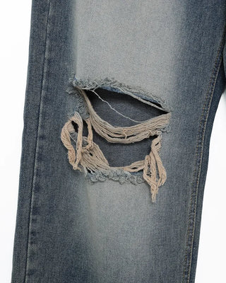 Vintage distressed wide-leg denim pants