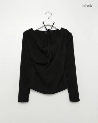 Choker Set Shirred Off-Shoulder Slim Knit