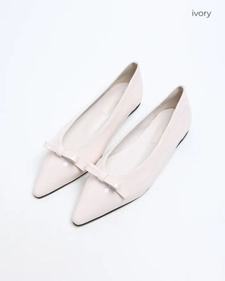 Enamel stiletto heel ribbon flat shoes