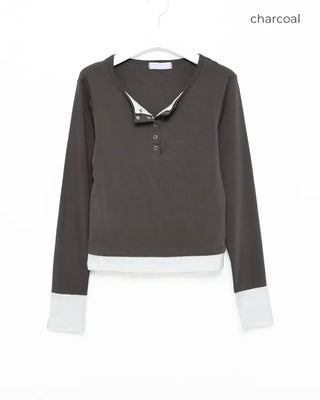 Layered long-sleeve T-shirt