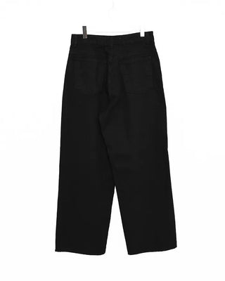 Black Simple Cotton Wide Pants