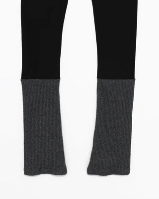 Rib-knit warmer layered leggings