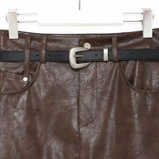 Belt set mini leather skirt