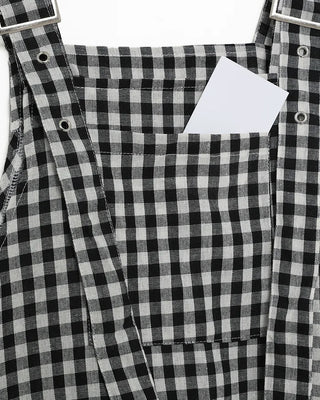 Checked belt long dress