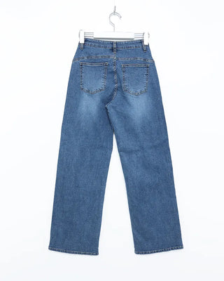 Washed straight denim