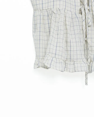 Checked Ribbon Sleeveless Blouse