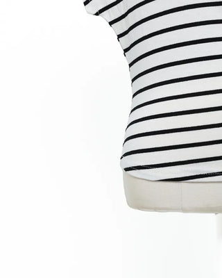 Asymmetrical Off-Shoulder Striped T-Shirt