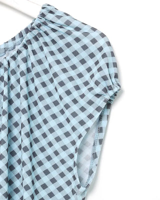 Checked round blouse