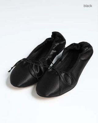 Satin gathered heel flat shoes