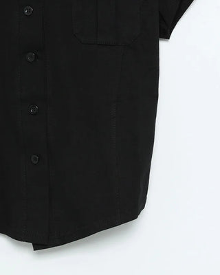 Flap pocket cropped short-sleeved shirt