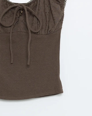 Shirred Ribbon Point T-Shirt