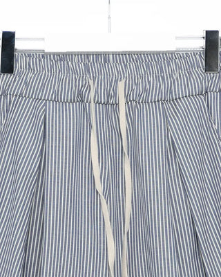 Striped pleated elastic waist pants