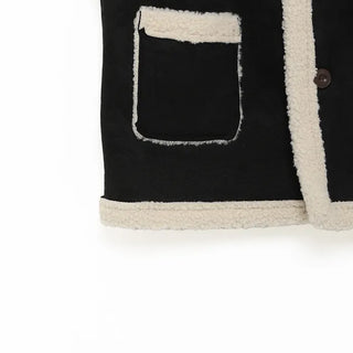 Square pocket sheepskin vest