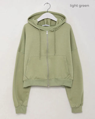 2-Way Cropped Hoodie Zip-Up