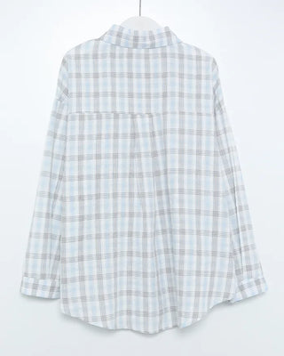 Round Hem Seersucker Check Shirt