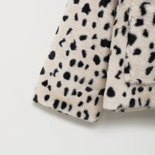Leopard fur collar coat