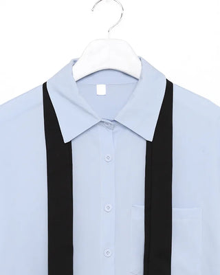 Tie-set loose-fit shirt blouse