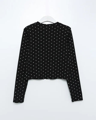Polka Dot Bust Frill Point Cardigan