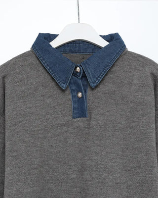 Denim two-tone accent color knit
