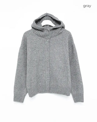 Hooded button cardigan