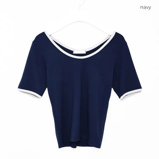 Two-tone slim short-sleeved T-shirt
