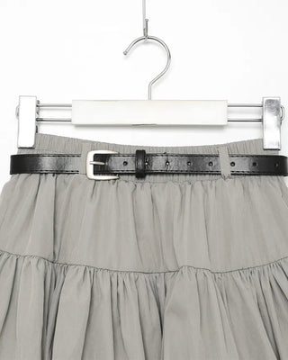 Belted voluminous mini skirt