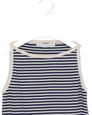Boat neck striped sleeveless