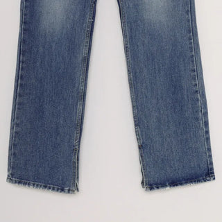 Flared slit denim pants