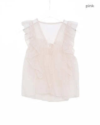Chiffon frill sleeveless bustier