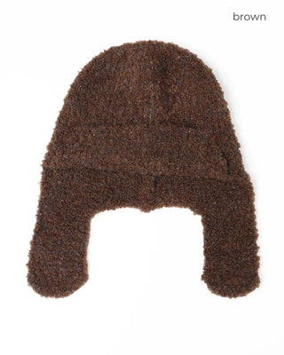 Knit hat with button ear flaps