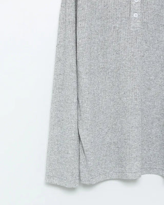 Sheer Henley Neck Long T-Shirt