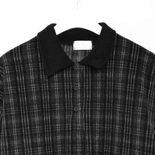 (Unisex) Polo Neck Tartan Check Fleece