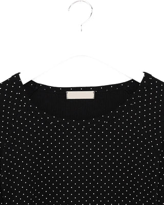 Scalloped Cuff Dot Long T-Shirt