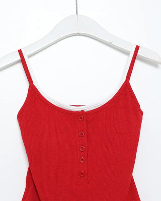 Layered two-tone sleeveless top