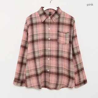 One-pocket loose flannel shirt