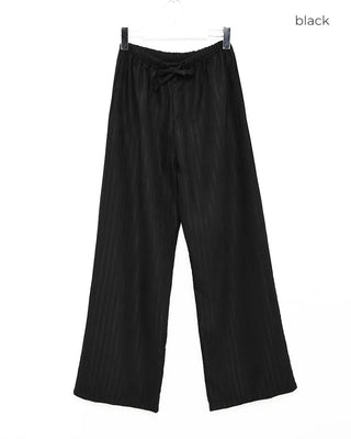 Striped wide-leg elastic waist pants