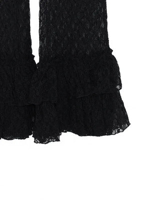 Tiered hem lace leggings
